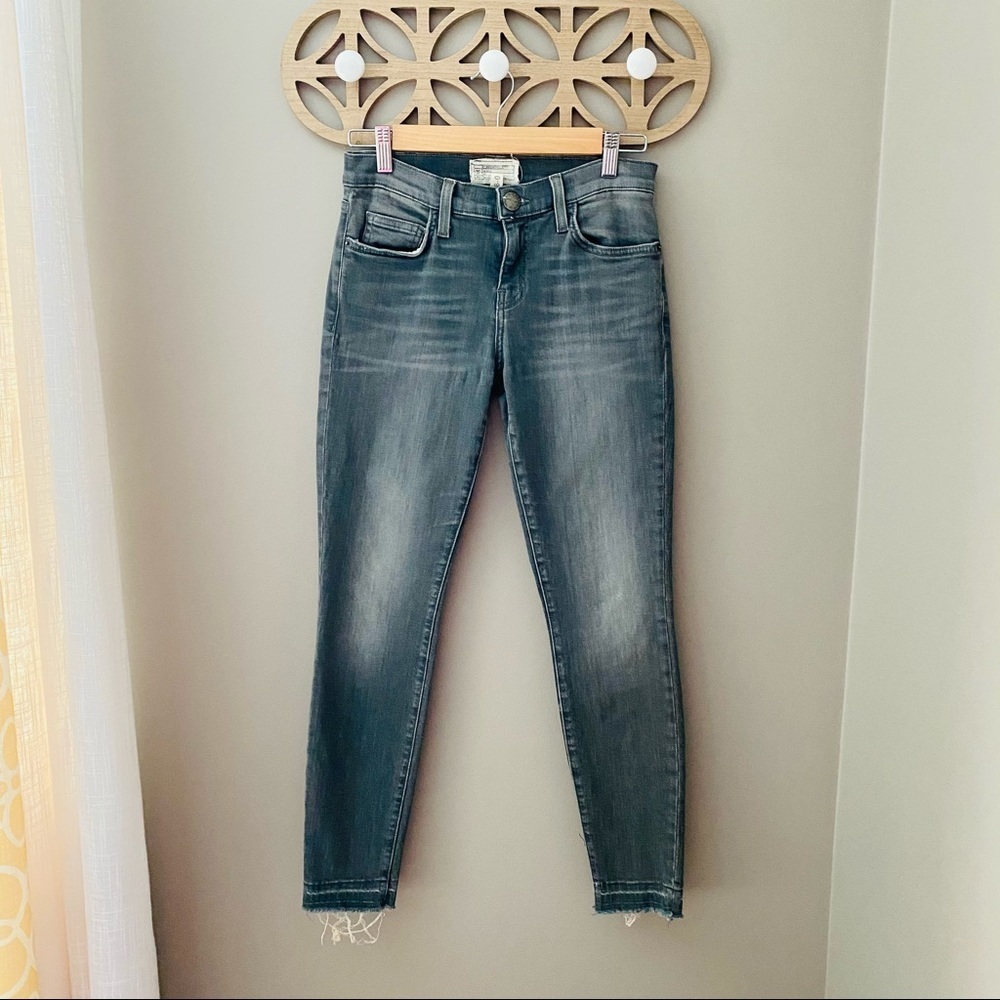 Current/Elliott Skinny Raw Hem Jeans Gray Sz 26